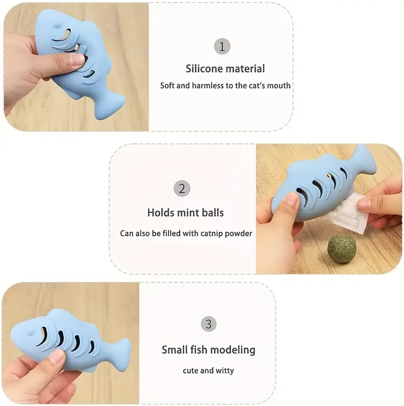 1pc silicone fish shaped cat chew toy interactive treat dispenser puzzle snack pet toy for dental health no batteries needed durable and safe materials interactive cat toys Product details 0