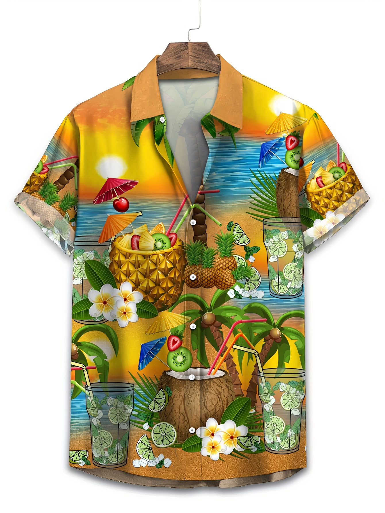 Chemise Hawaïenne Homme Taille 3XL - Marque Shuangqi - Manches Courtes Multicolore