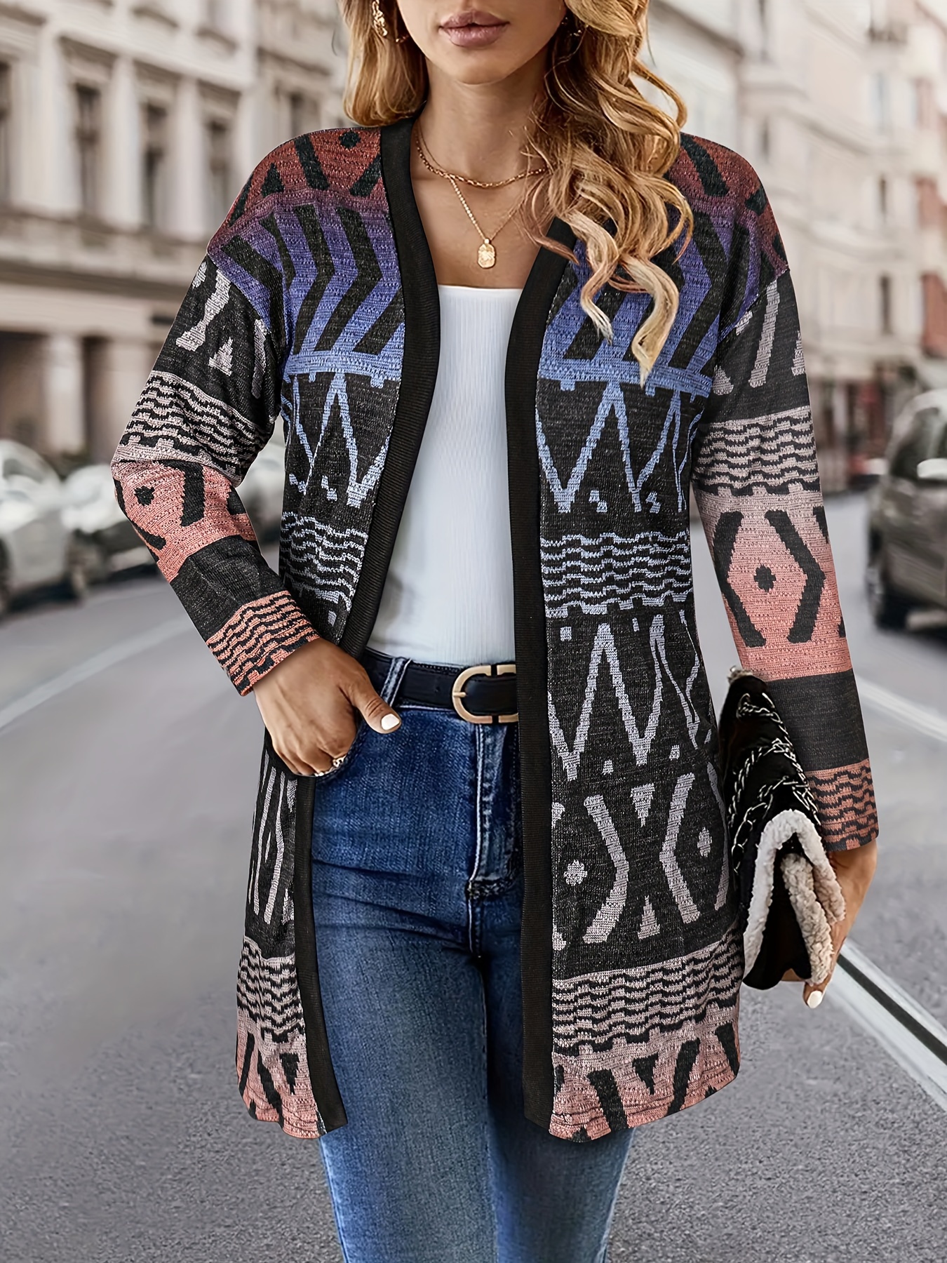 Outerwear Oversized Aztec Cardigan Womens Sweaters Long Tribal