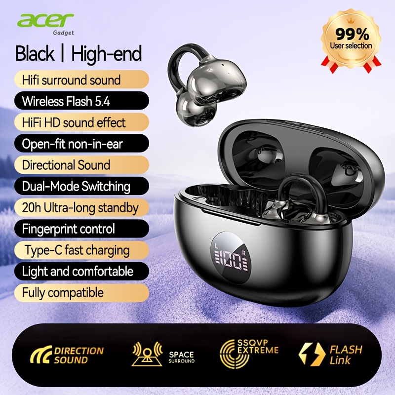 Image of [acer Official Genuine] Ohr577 Wireless Earbuds Clip-on Design Hifi Long Comfortable Open-style Headphones Suitable For Sports, Running, Fitness, Riding, Compatible With Phones, Tablets, Laptops