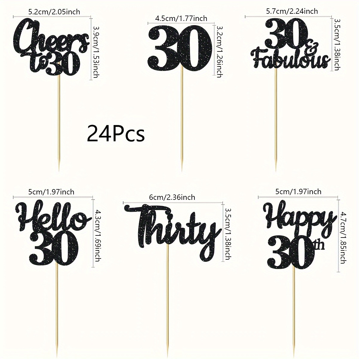 24 Birthday Cake Toppers To Turning 30, Hello 30th Birthday Cake Decorations