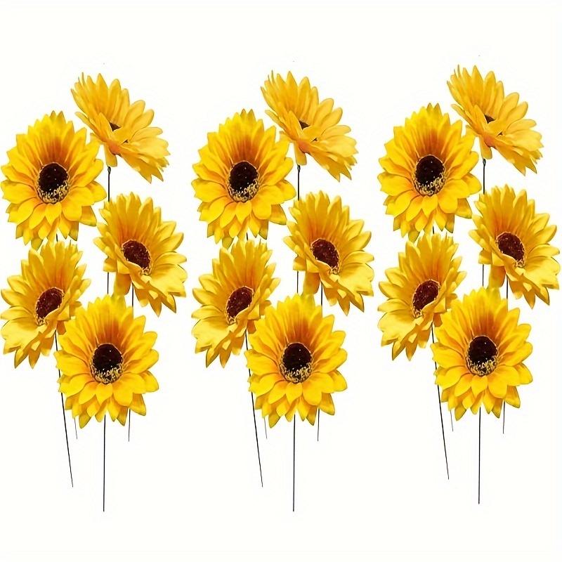 

15 Sunflower Garden Stakes, Indoor Sunflower Decorative Flowers, Outdoor Lawn Garden Decorative Sunflower Art Decorations