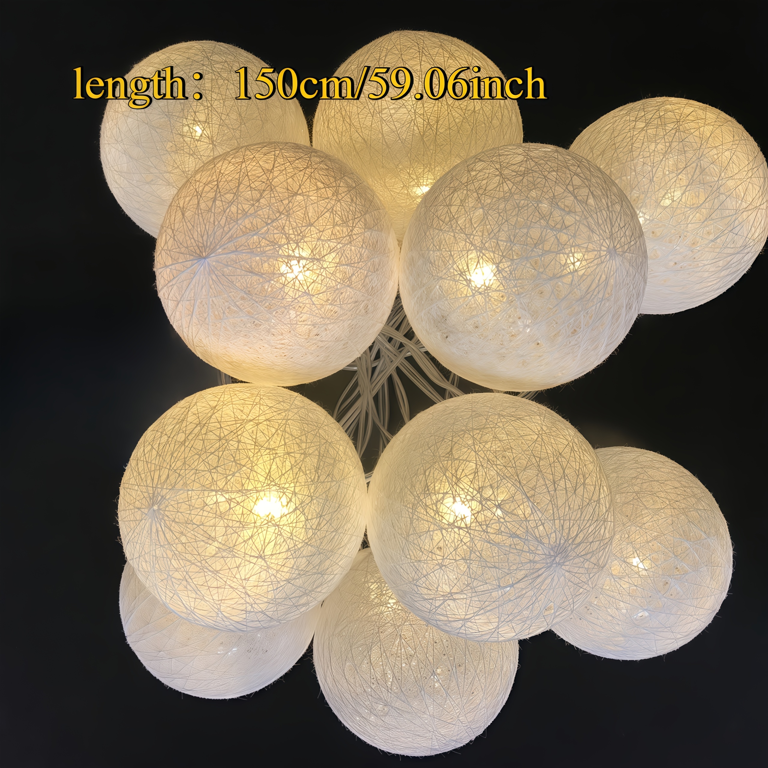 Image of 59.06 Inch White Spherical Led String Lights, Suitable As Holiday Gifts For Birthdays, Weddings, Christmas, Halloween, And Easter. Can Serve As Ins-style Night Lights And Create A Party Atmosphere