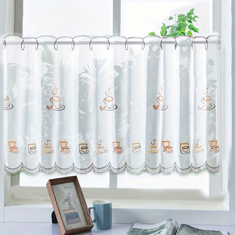 E-shop 1 Stück Kaffeebecher Vorhang für Balkon Küche Schlafzimmer Warmlicht Fensterrollo