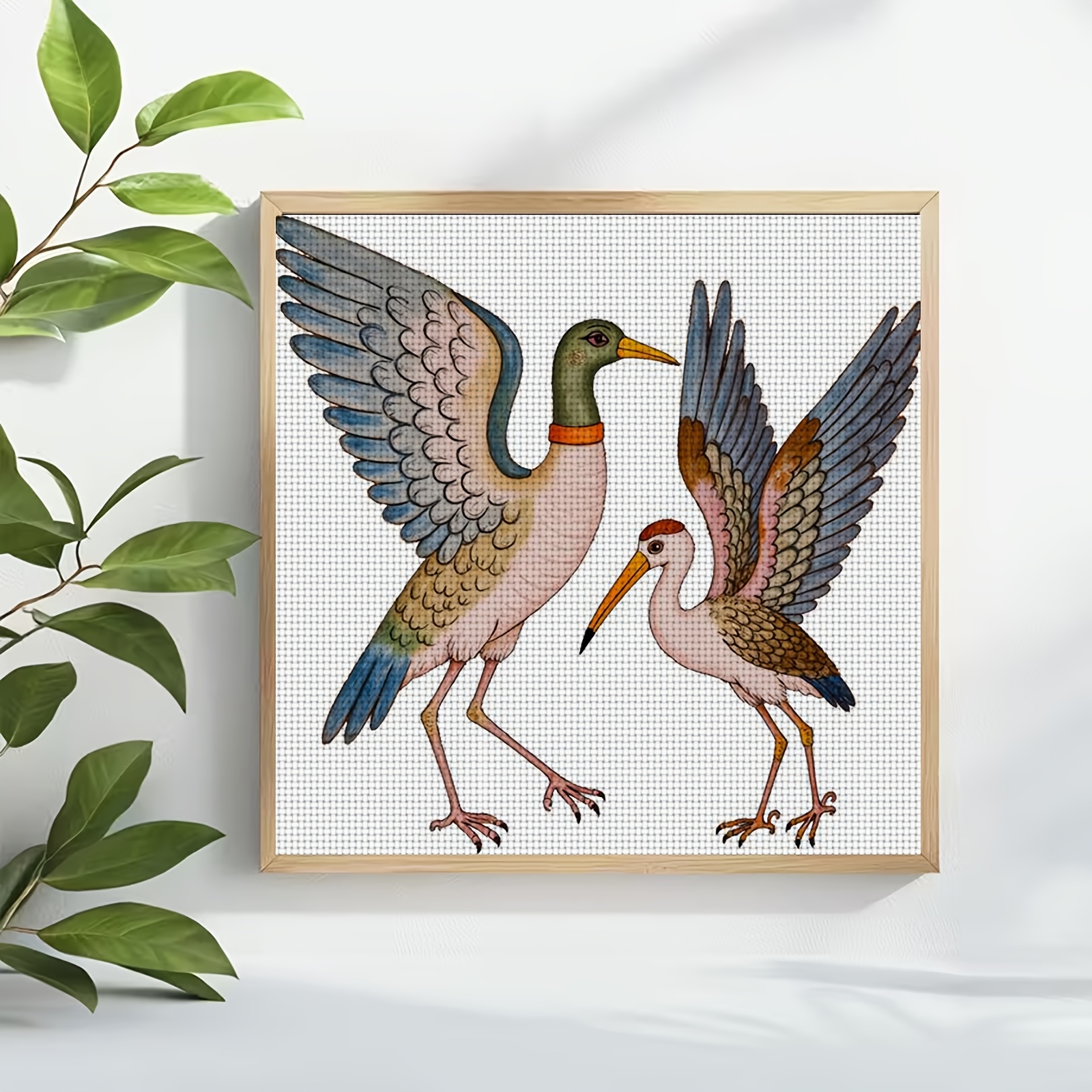 DIY Cross-Stitch Printed Kit 'Two Colorful Birds'