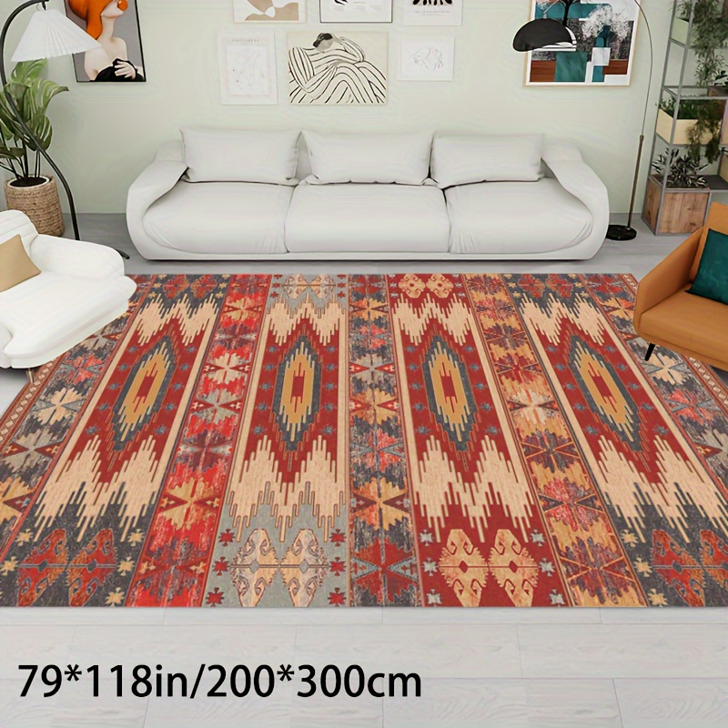 

1pc, Moroccan Style Indoor Mat, Imitation Cashmere Area Rug, Non-slip Floor Carpet, Home Decor, Room Decor, Home Kitchen Items