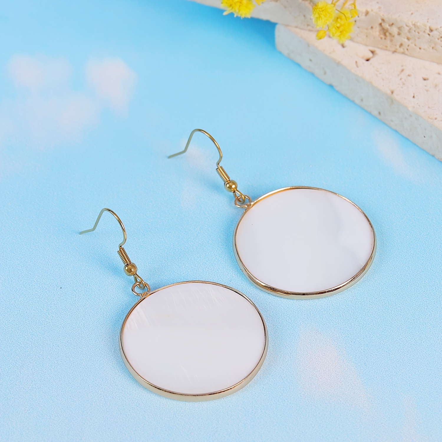 Women's Round White Stone Earrings for Parties and Everyday Wear