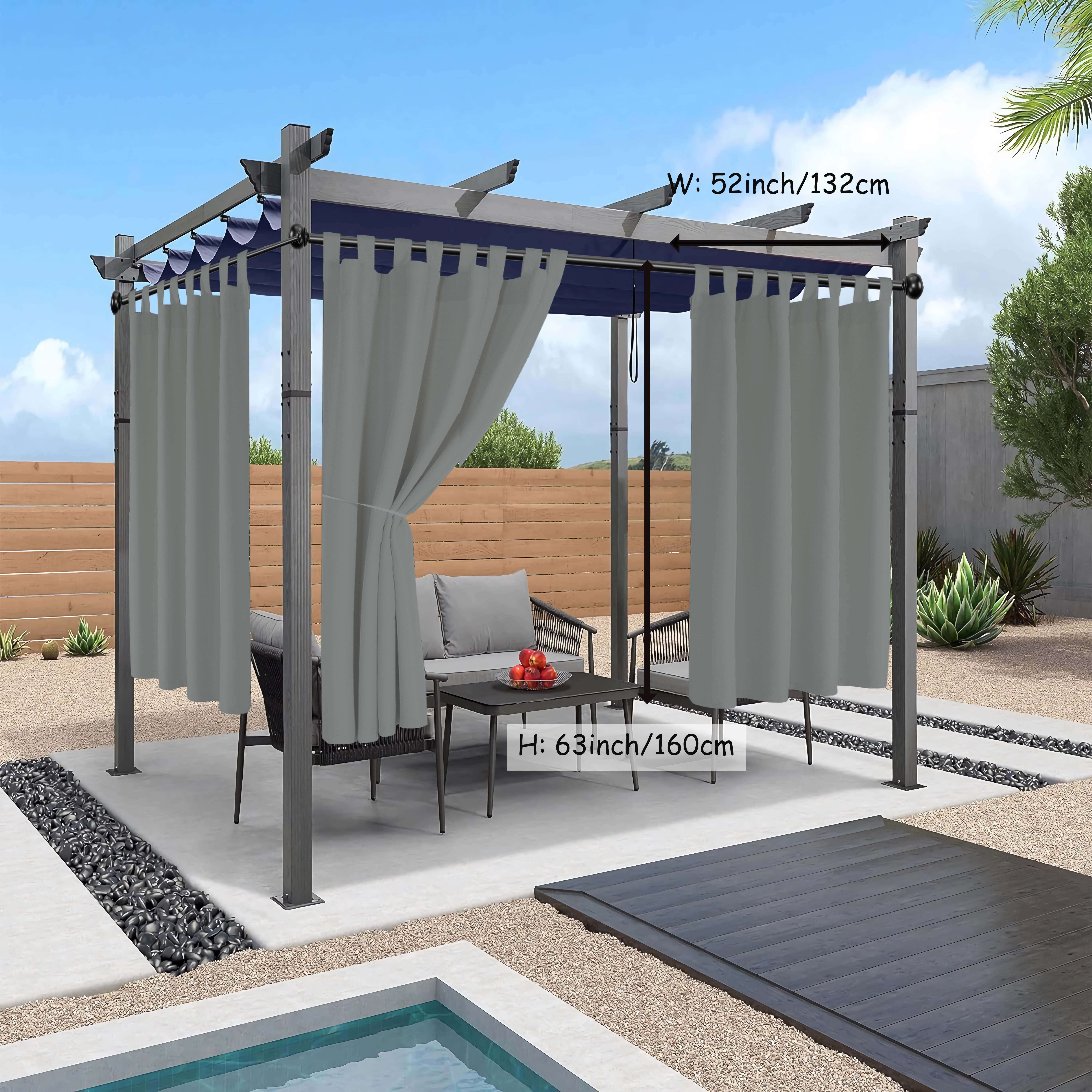 Image of Outdoor Curtain Detachable Top Outdoor Blackout Curtains Drapes For Porch Pergola Gazebo Cabana Sun Room Deck