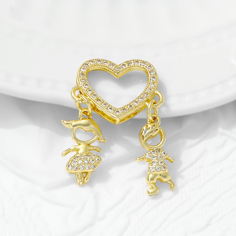 Women's Copper Heart Pendant with 18K Gold Plating & Zircon