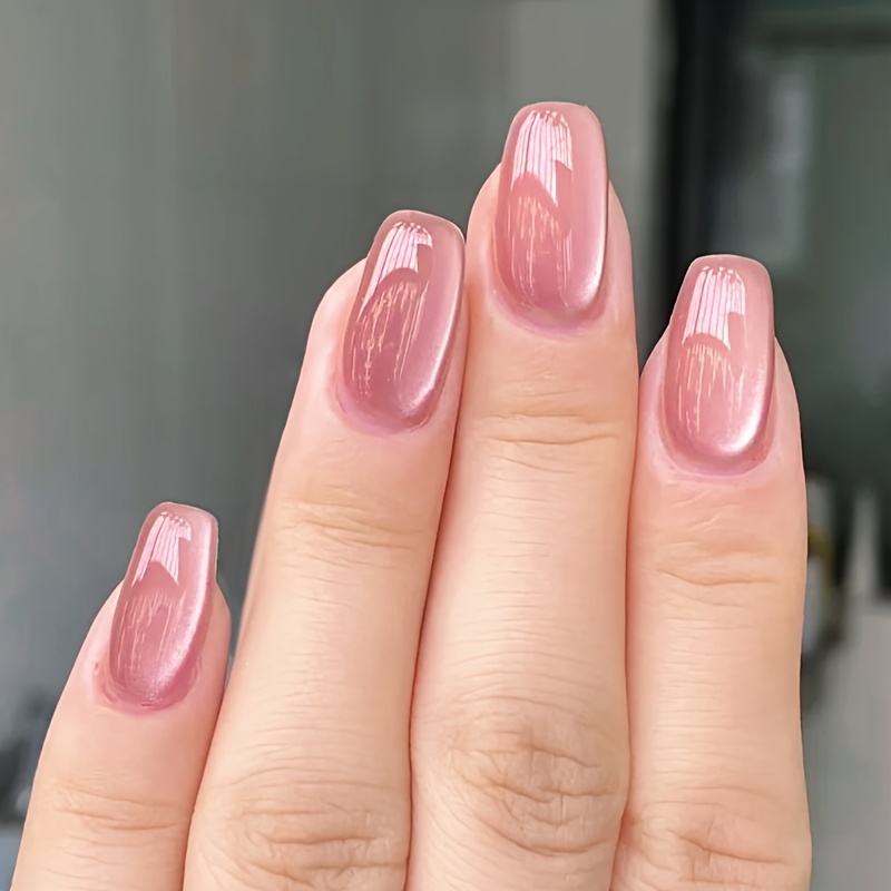 BORN PRETTY 0.34 oz Pink Magnetic Cat Eye Gel Nail Polish with Magnetic Stick, Quick-Dry Soak-Off Semi-Permanent Glitter Gel for Manicures a