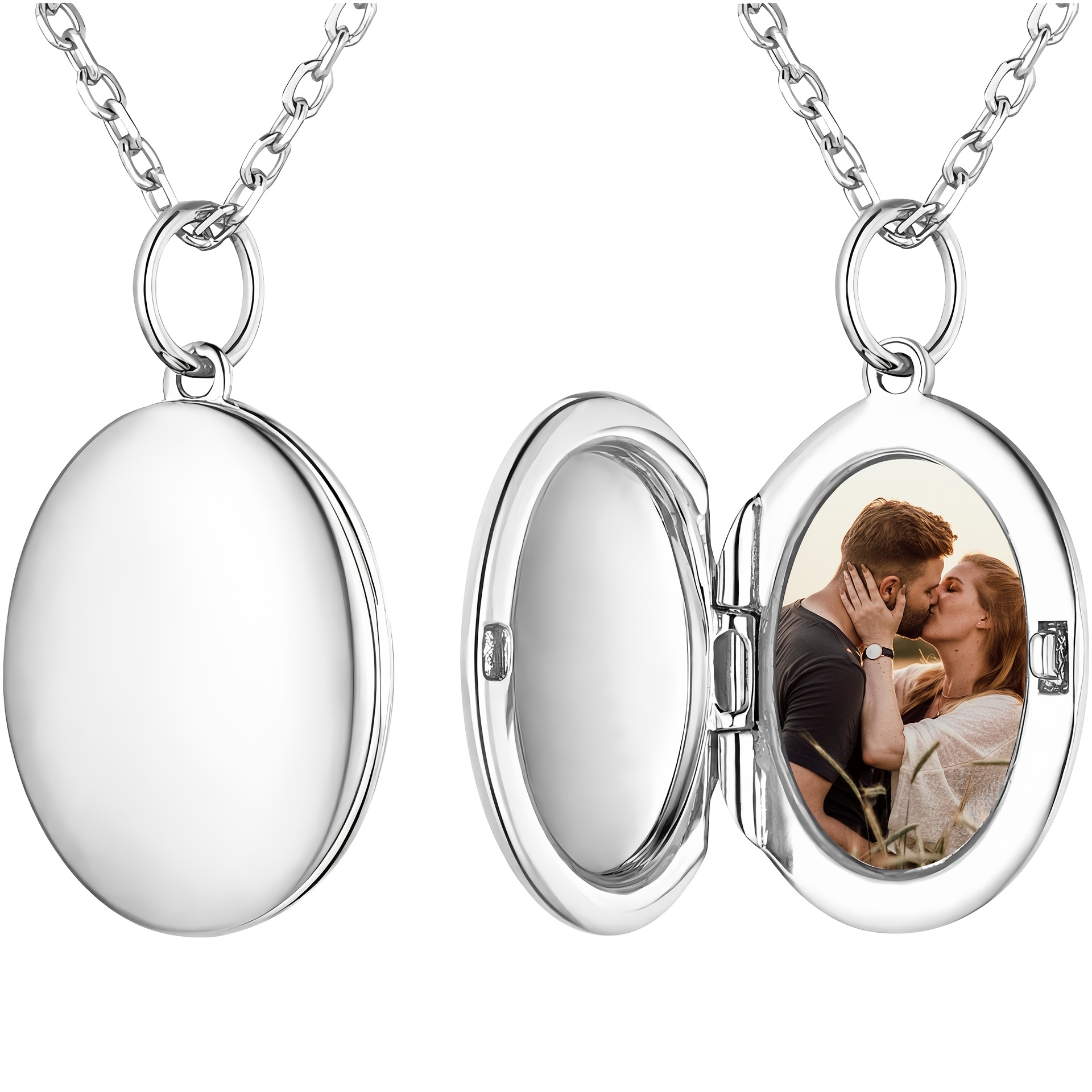 TEMU Custom Personalized Photo Frame Necklace, Openable Photo Pendant Necklace, Engraved Text Necklace, Openable Pendant, Gift For Mom