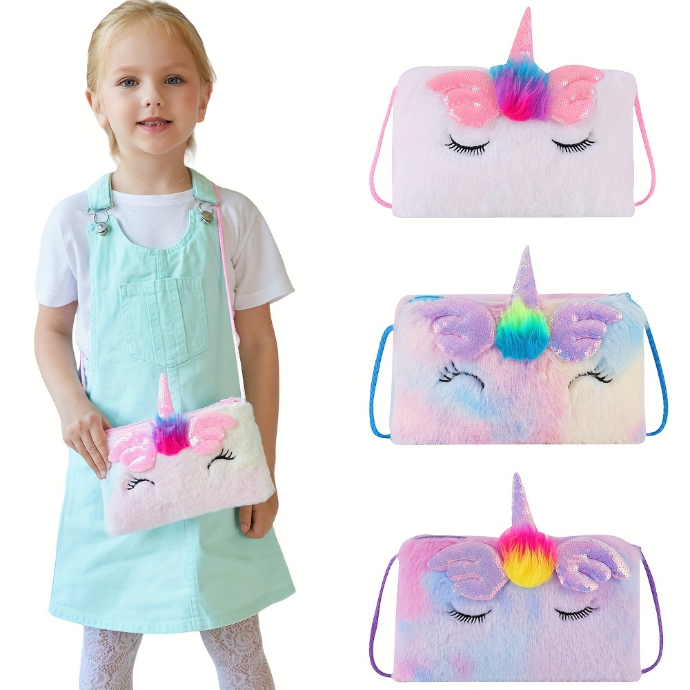 

Cute Sequin Unicorn Crossbody Bag, Envelope Storage Bag Plush Wallet, Unicorn Purse, Girl, Shoulder Bag