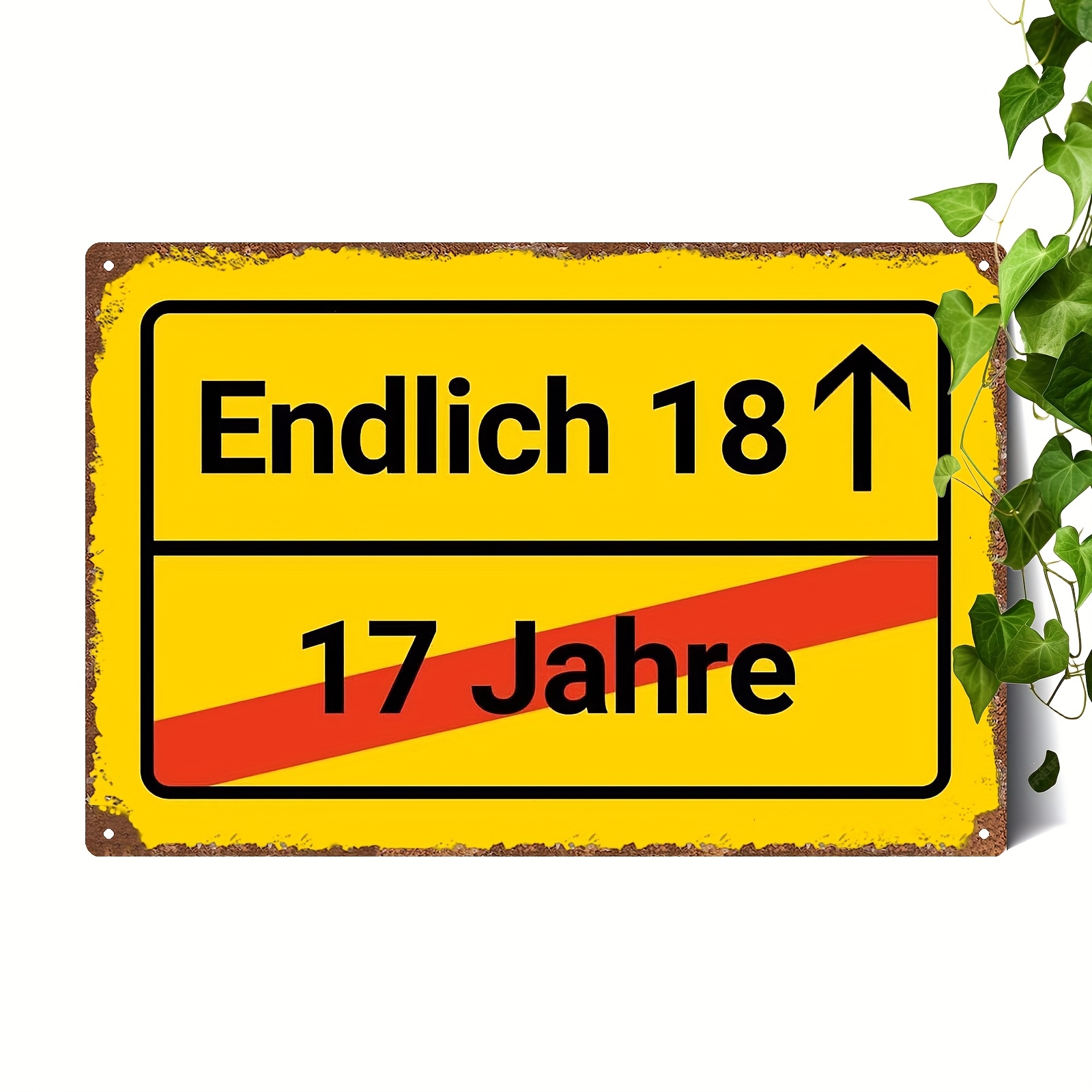 Image of 1pc. Sign, " 18" German Birthday Decoration Plaque, Frameless Wall Art, 20x30cm, With Design For Indoor/outdoor Use, Gift Idea For Home, Party, Metal Wall Art Decor