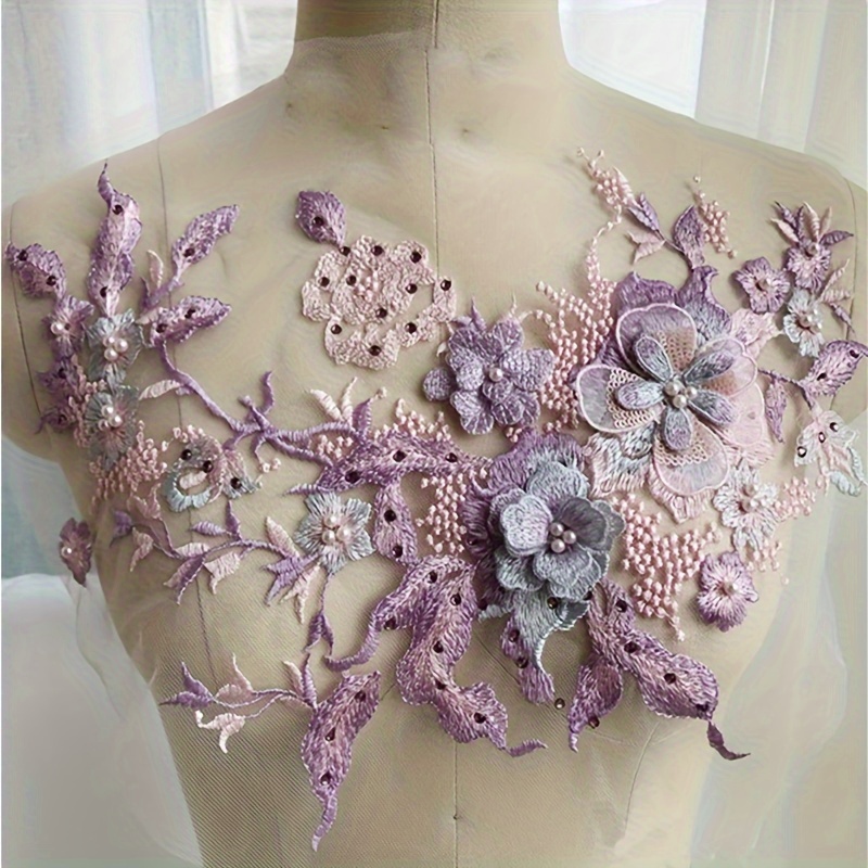 E-shop Eine 3D-brolierte Blumen-Perlen-Strass-Patch Kleidung Dekoration Zusätze