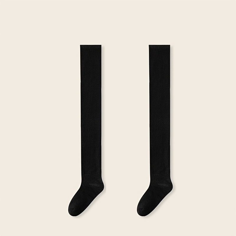 TEMU Women's Plus Size Non-slip Over-the-knee Socks - Elegant Thick Cushioned Winter Socks, Suitable As Basic Socks For Formal And Casual Wear -