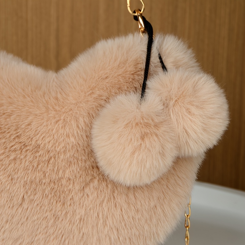 Bolsa de Ombro de Pelúcia Versátil com Coração 7