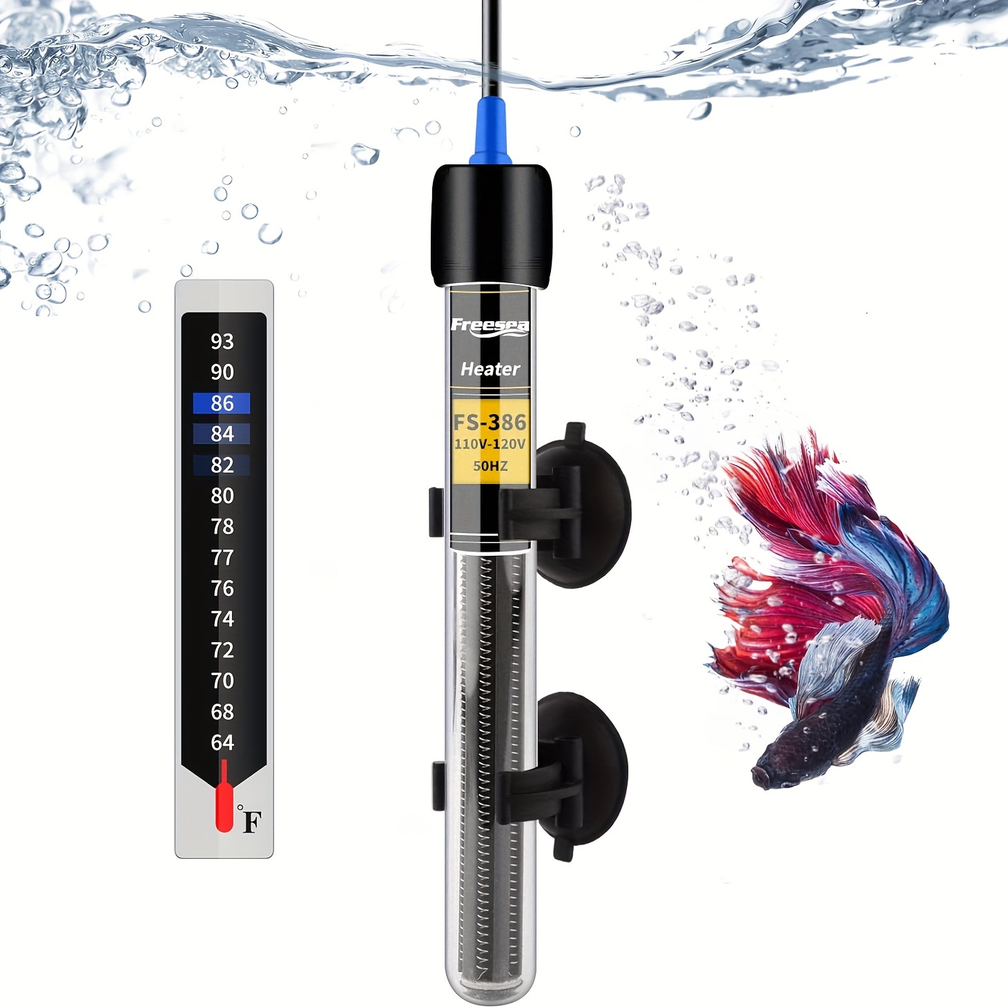 

Freesea Aquarium Fish Heater: 300 Watt Submersible Heater Adjustable Thermostat For Large 30-75 Gallon Betta Turtle