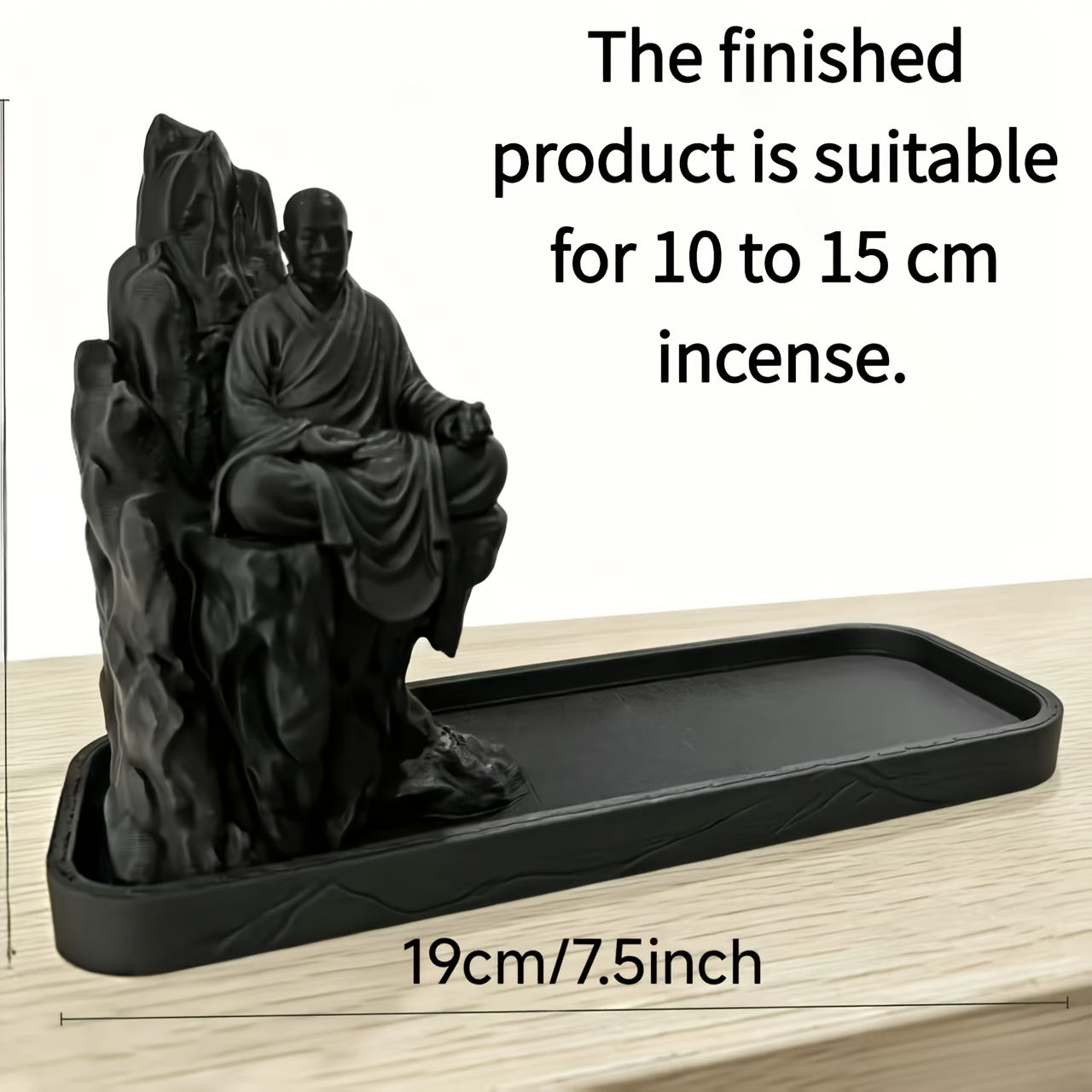 TEMU Porte-encens de moine zen imprimé en 3D, porte-encens de moine de , censeur de chinois, ornement de décoration intérieure avec plateau à cendres