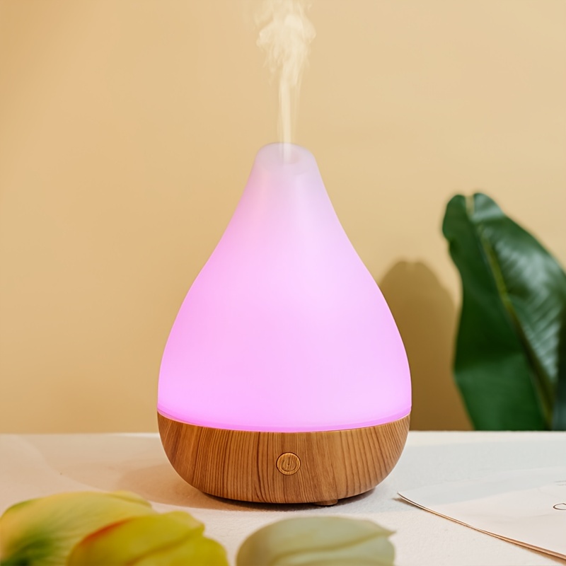 

1pc Wood Grain Colorful Light Air Humidifier With Aromatherapy Diffuser - Usb Powered, Auto Shut-off, Ideal For Home Decor, Bedroom, Office & Travel Gift