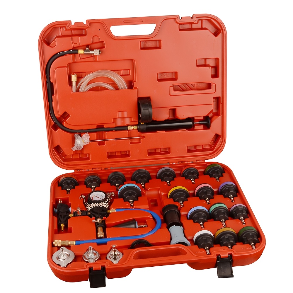 TEMU Universal 28pcs Radiator Pressure Tester Vacuum Type Cooling System Refill Tool Set