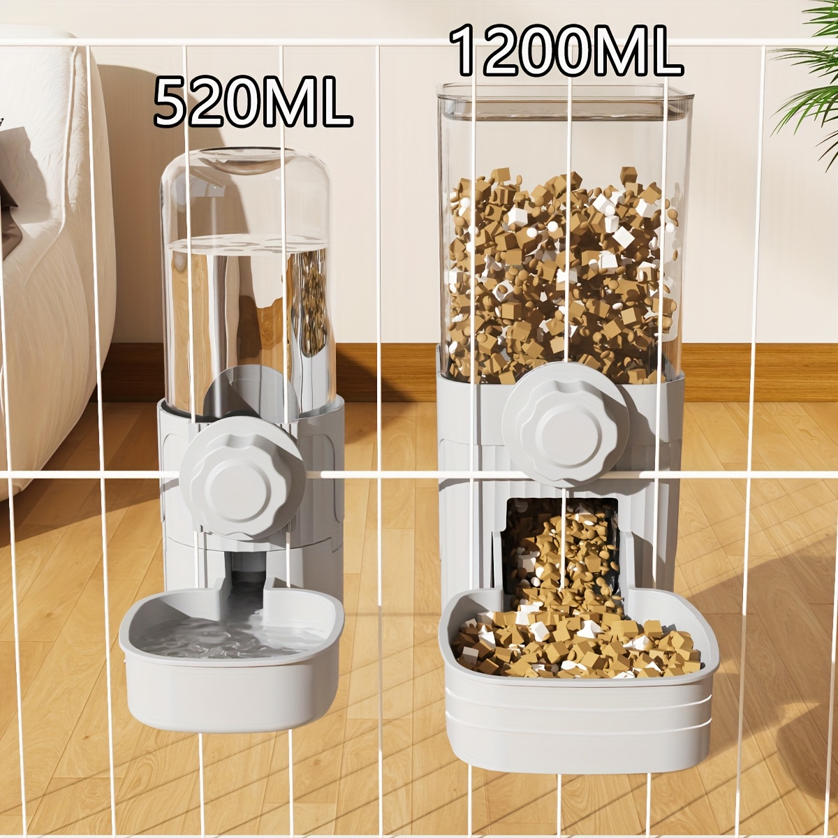 Automatinis pakabinamas kačių maitinimo ir vandens tiekimas narvams, Gravitacinio automatinio šėrimo ir girdymo dubenys, Tinka kiškiniams, katėms, šunims, jūrų kiaulytėms