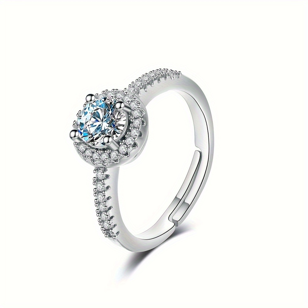 1pc Round Adjustable With Cubic Zirconia, Fashionable For Parties, Engagement, And Anniversaries, Unisex Wedding Gift And Daily Wear, Adjustable Inner Size