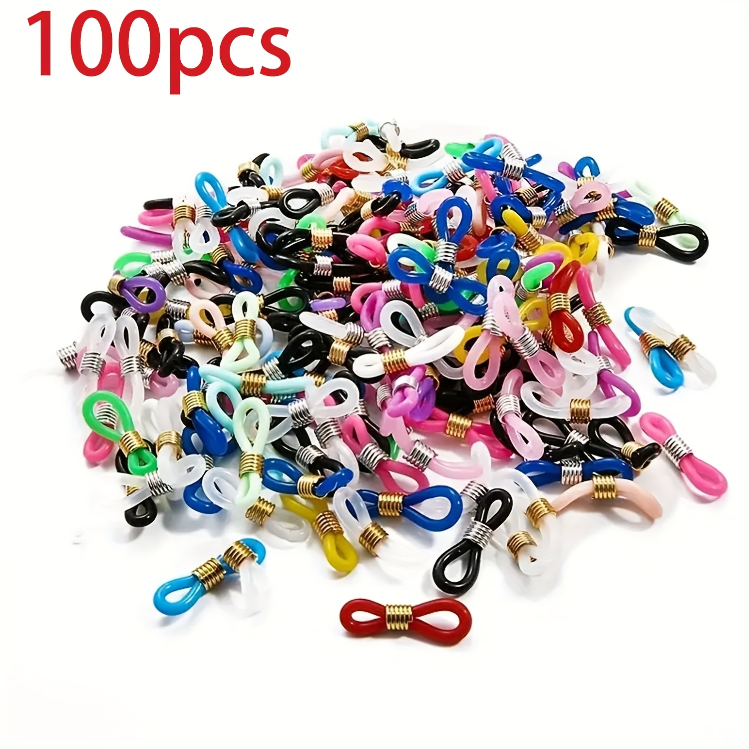 Image of Diy10-100pcs Optional Vibrant : Adjustable Silicone Eyeglass Chain Ends - Mixed Colors, Durable Connectors, Suitable For Eyeglass And Safety Hook Designs (10/100pcs Quantities ) Connectors
