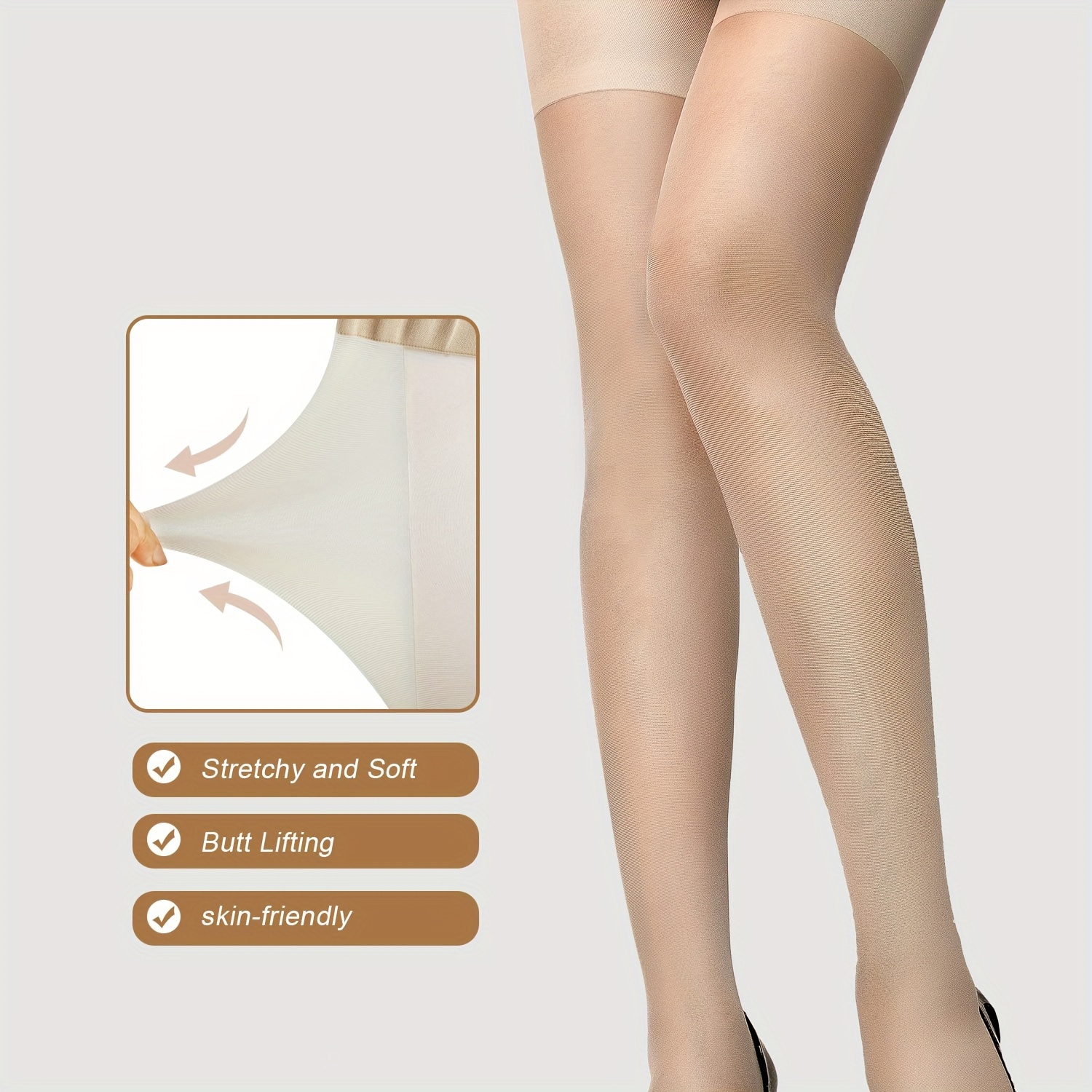 

1 Pair Compression Transparent Tights, High Waist Comfortable Pantyhose, Women's Stockings & Hosiery