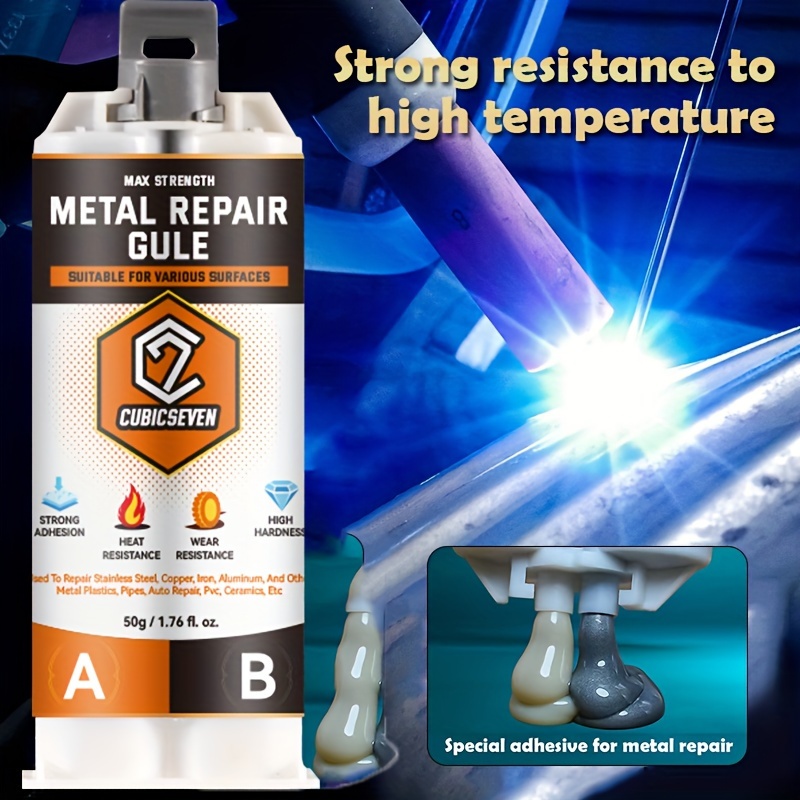  Pegamento de reparación de metales de 1.7 fl oz A&B en lugar de  soldadura, pegamento de reparación de metales, pegamento AB de aluminio de  acero mágico para reparación de metales, pegamento