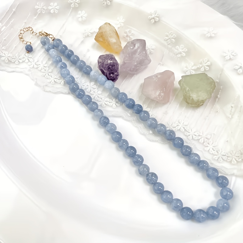 Image of 1pc An Elegant Aquamarine Necklace Made Aquamarine Beads, Handcrafted To Balance And . This Chakra Jewelry Features A Stylish , Perfect As A Luxurious Gift For Valentine's Day, Mother's Day, Birthdays