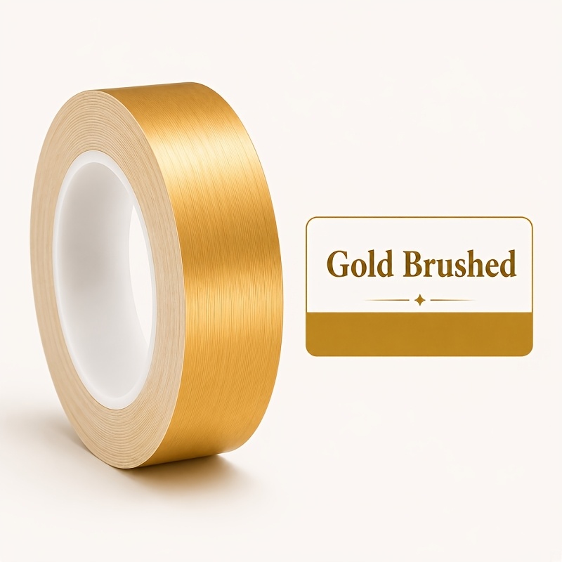 TEMU 1 Roll Of Golden And Silvery Brushed And Edge Banding Stickers, Pvc Waterproof Self-adhesive Easy To Tear And Paste Suitable For Wardrobe Border