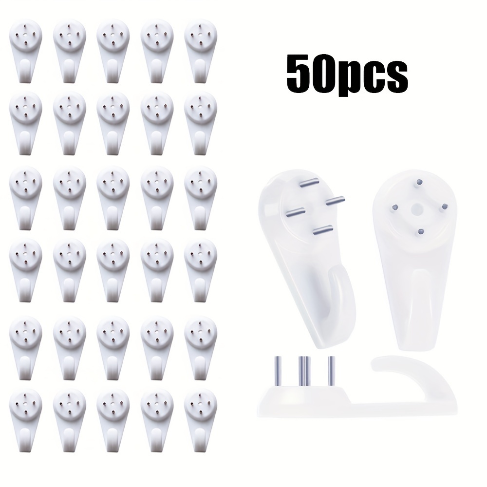 

50pcs Invisible No-mark Wall Hooks - , Strong Adhesive For Picture Frames & Artwork