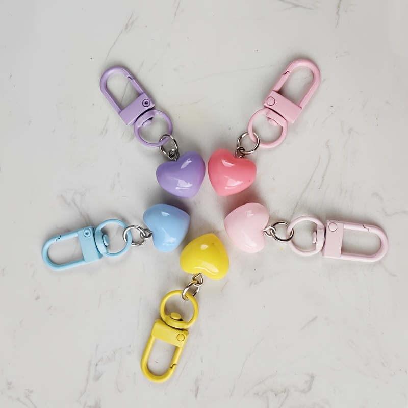 TEMU 5pcs / 4pcs Macaron Color Chubby Heart Keychain Resin Bag Charm, Girly Heart Student Cute Small Gift, Suitable As A Unique Gift For Weddings,