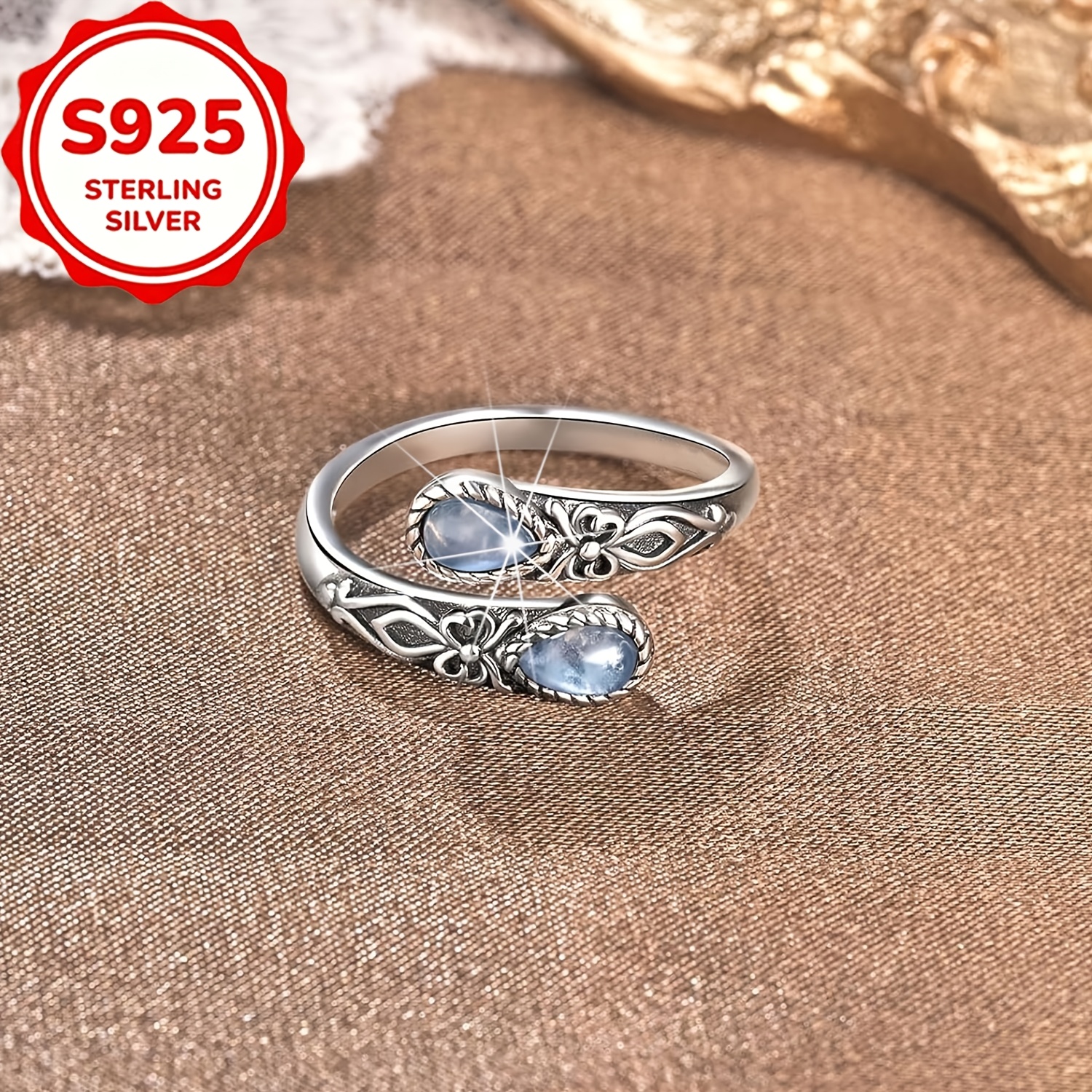 TEMU 1pc Easy Elegant Individual Ring S925 Silver Vintage , Valentine's Day, Anniversary, Birthday Gift, Date, Temperament All-match, High-end