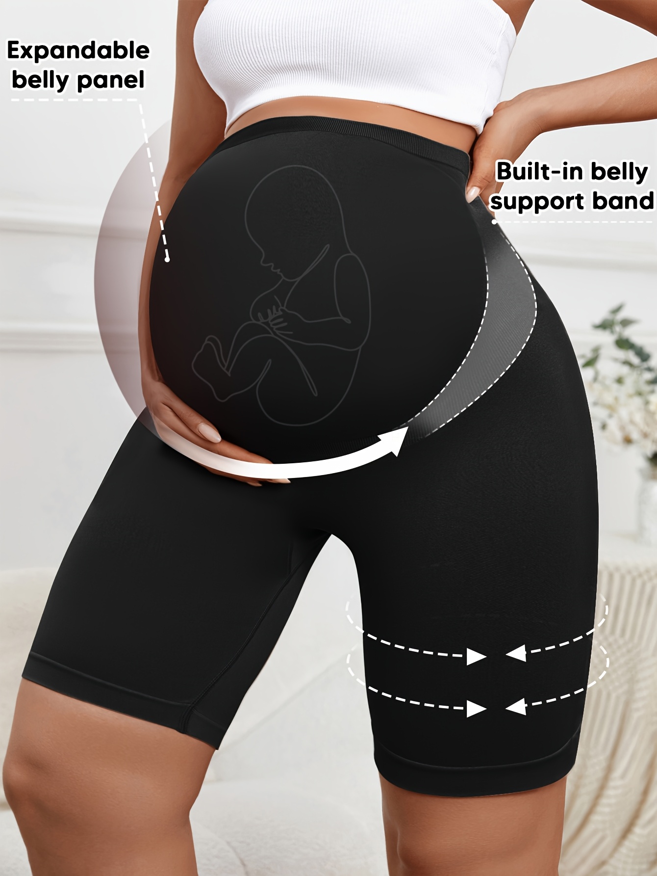 Women'S Maternity Pants - Soft Breathable Knitted Belly Support with 5-Point Coverage, Seamless High-Waisted Pregnancy Leggings for Yoga, Sports & Casual Attire, All-Season Comfort Stretch-Free Fabric (Solid Color, Non-Stretch) - Elegant & Casual Ma