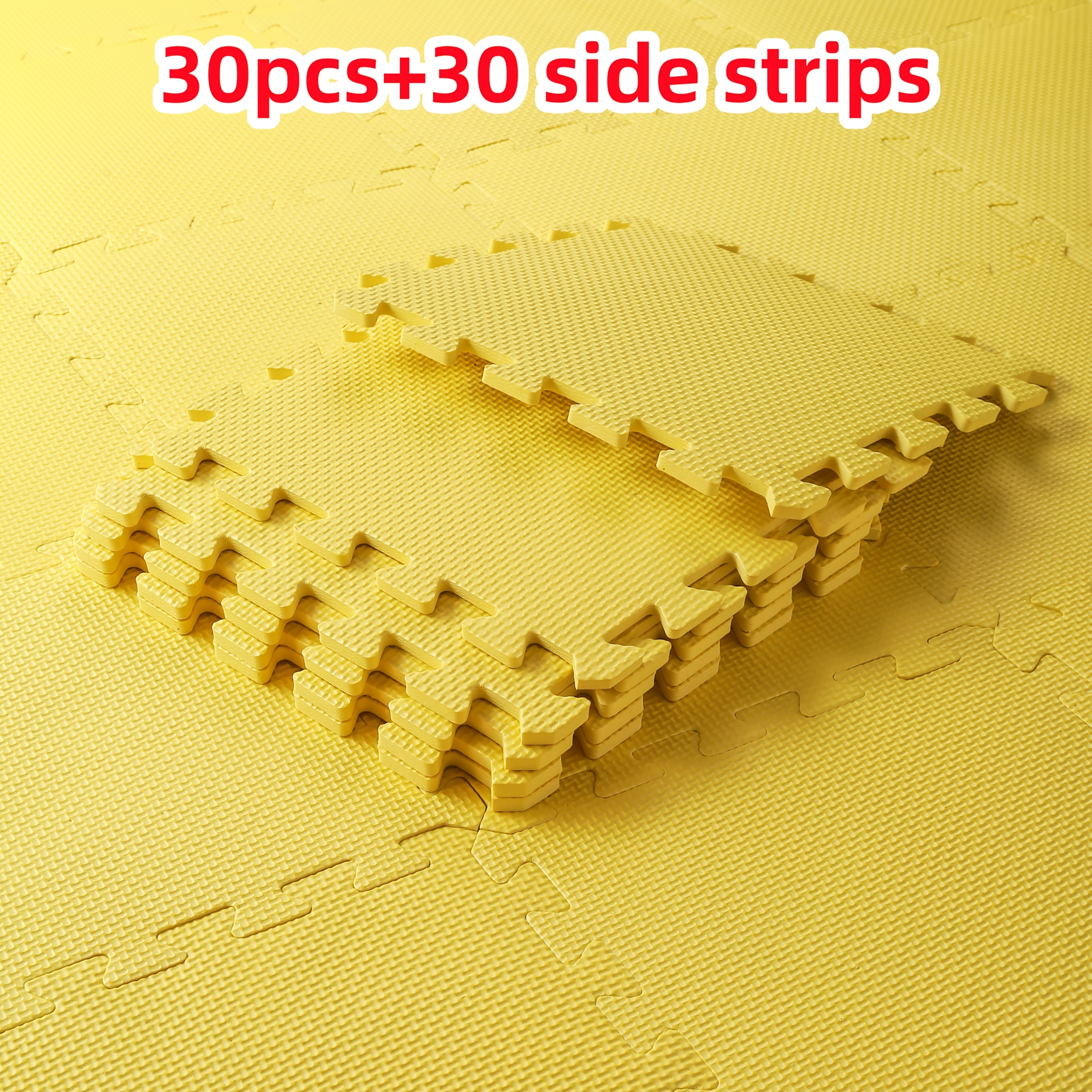 30 eva фитнес подлоги со спојници + 30 рабови, 30cm должина, 30cm ширина, 1cm висина, 11 бои за - меки, нелизгави и водоотпорни, погодни за домашни теретани, и обликување Детали за производот 4