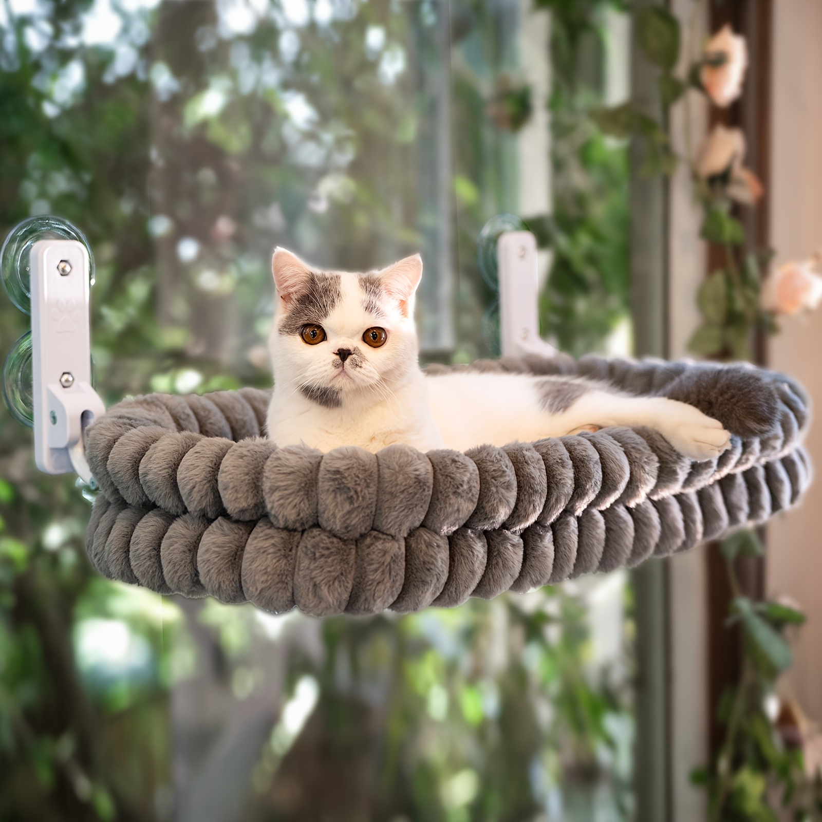 Cheerpals Cat Window Lounger, Soft Removable Reversible Hammock Cover, Foldable Cat Lounger, Window Cat Bed With Sturdy And Suction Cups, To 18kg