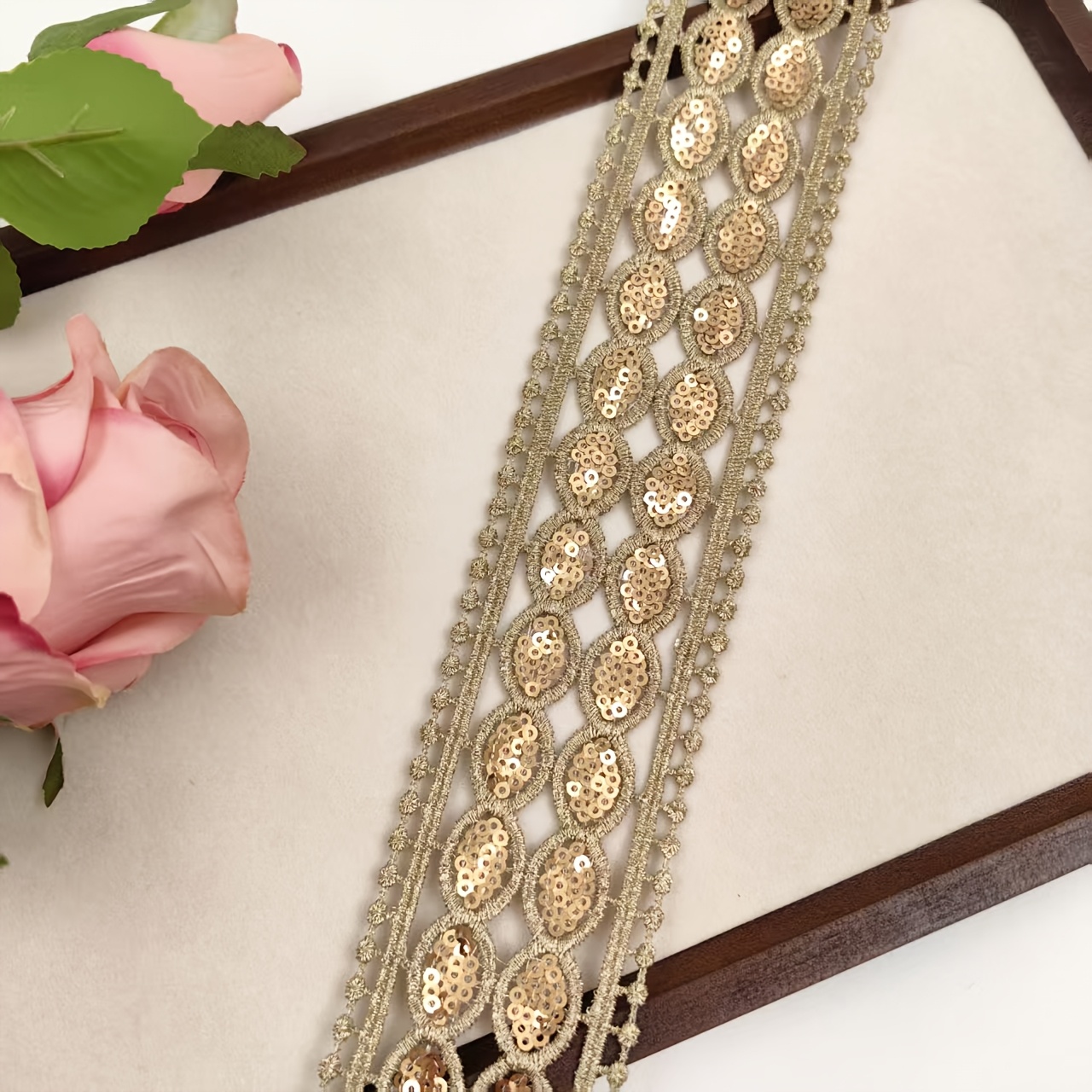 Golden Sequin Lace DIY Decoration for Garment Accessories