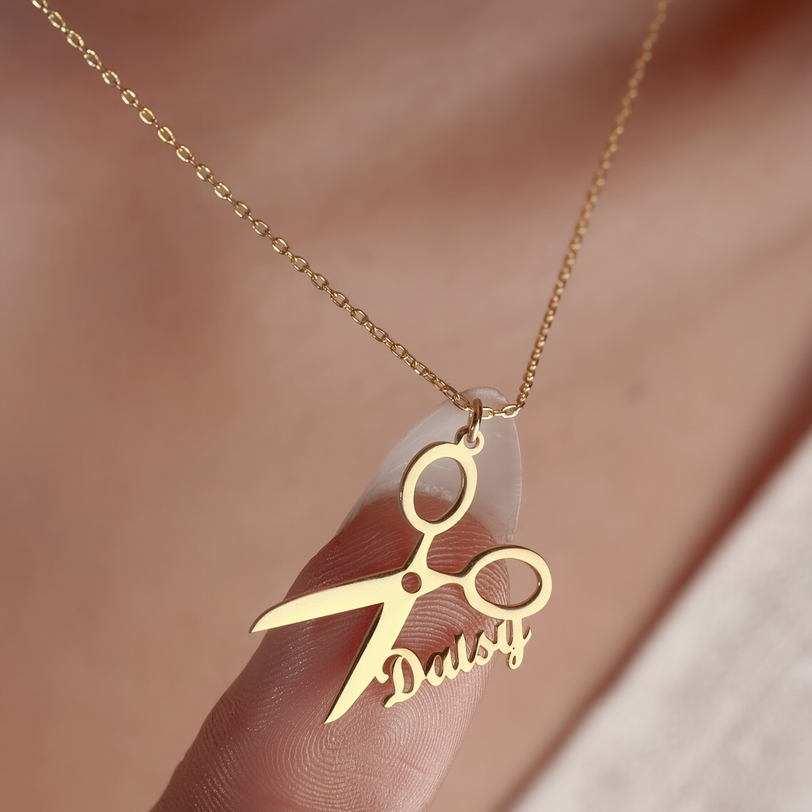 

Custom Scissor Name Pendant Necklace, Personalized Stylish Hairstylist Jewelry, Stainless Steel Fashion Necklace For Women, Elegant Simple Design, Daily Wear Accessory, All Season Suitable