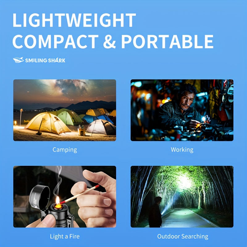 1pc   2 in 1 flashlight rechargeable led work light   cob floodlight 26800 battery light 5   torch with igniter portable for outdoor camping emergency candle sd5414 Product details 1