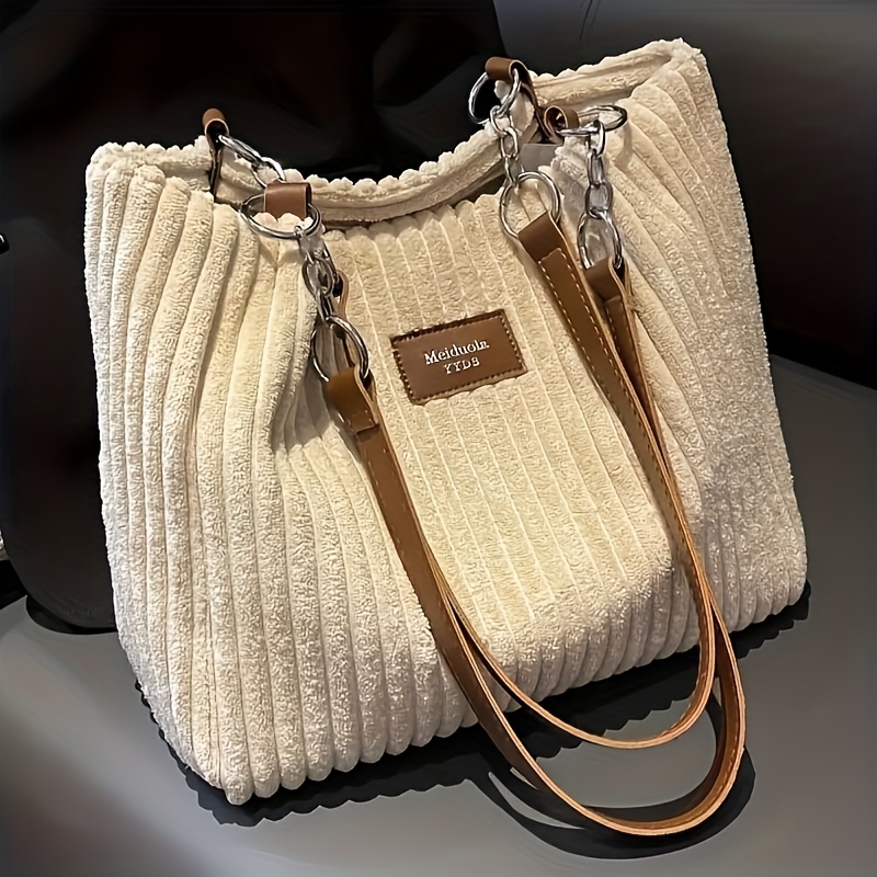 TEMU Sac à bandoulière en velours pour femmes Perfect Lily - Style vintage rétro à rayures, idéal pour , ou les - Fermeture à glissière et
