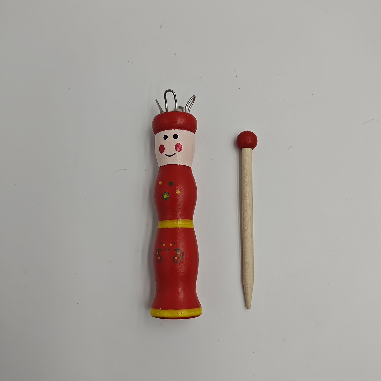 Wooden Handmade Weaver Winding Tool Set Red Girl Handmade Colored Painting