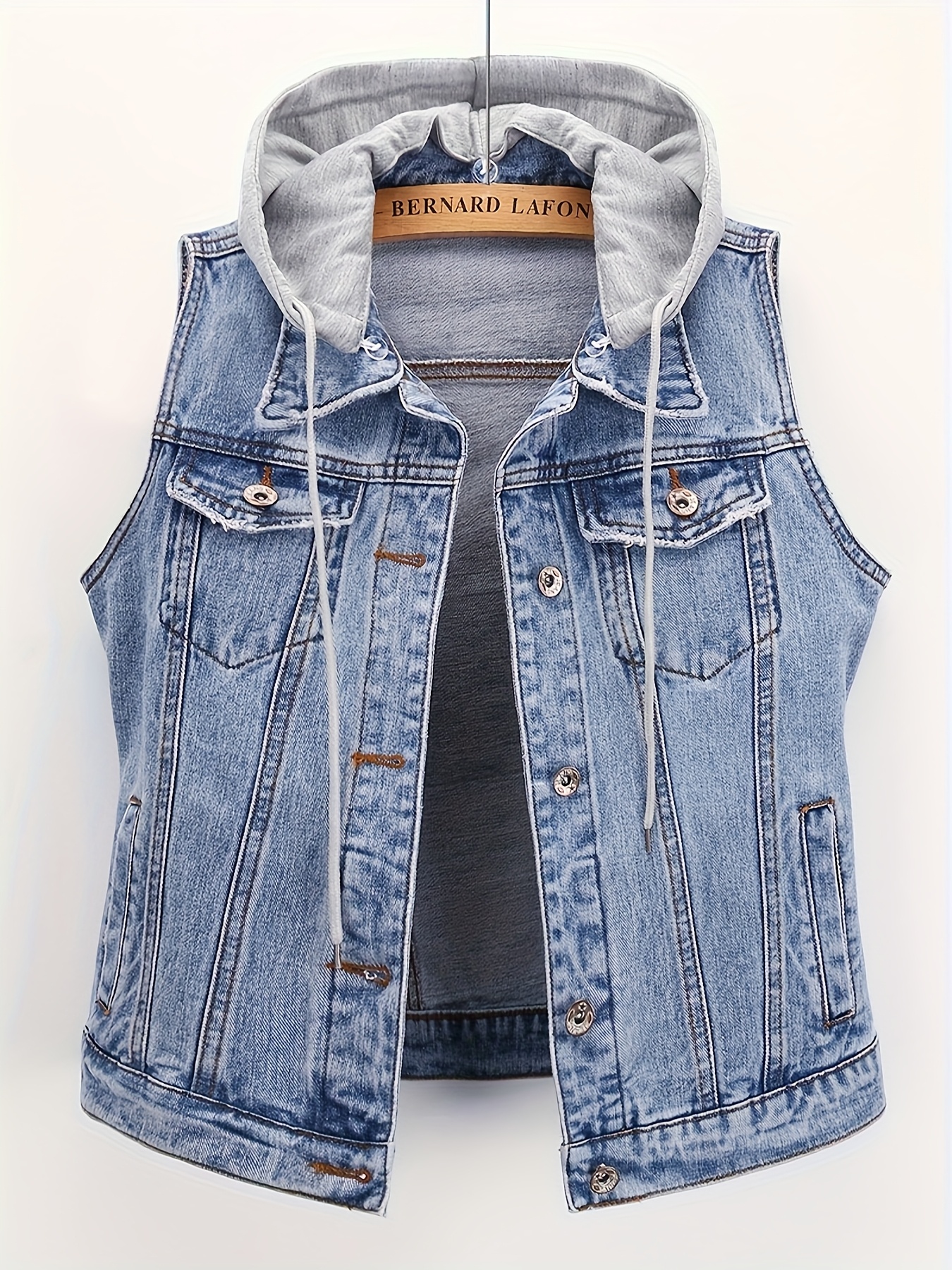 【BAON】[unisex] Loved Summer Check Hooded Vest hooded vest sold on Temu United States