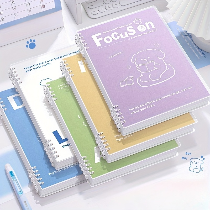 

Set Of 5 Personal Daily Planning Notebooks: A5 Diary, 600 Pages Total/120 Pages , Removable Binder Style, Ideal For Students And Office Workers Daily Logs ( Puppy Collection)