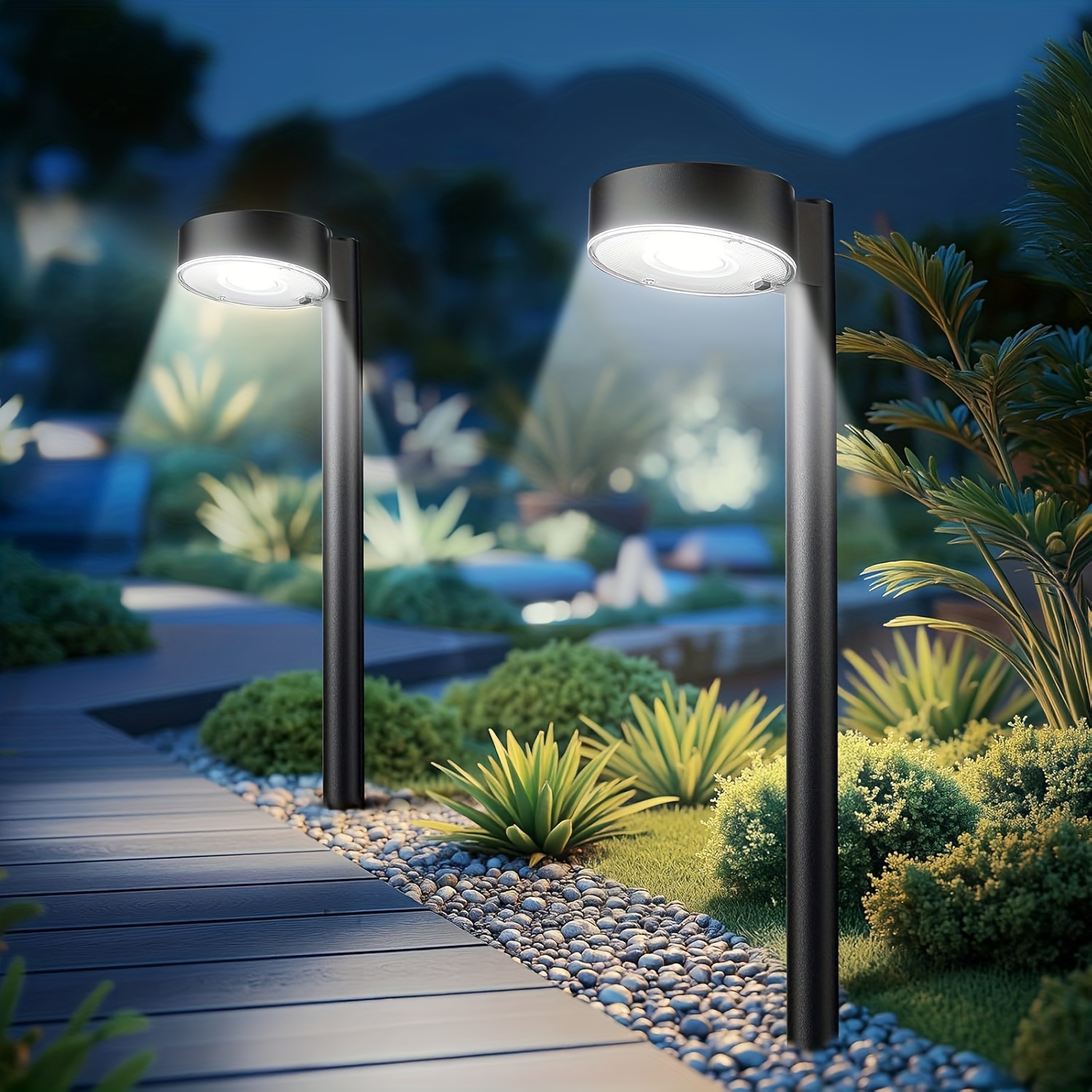 E-shop 8er-Pack Solar-Wegeleuchten für den Außenbereich, 8X12 LEDs Helle LED Kaltweiß Solarleuchten für den Außenbereich, Flächenbeleuchtung bis zu 12