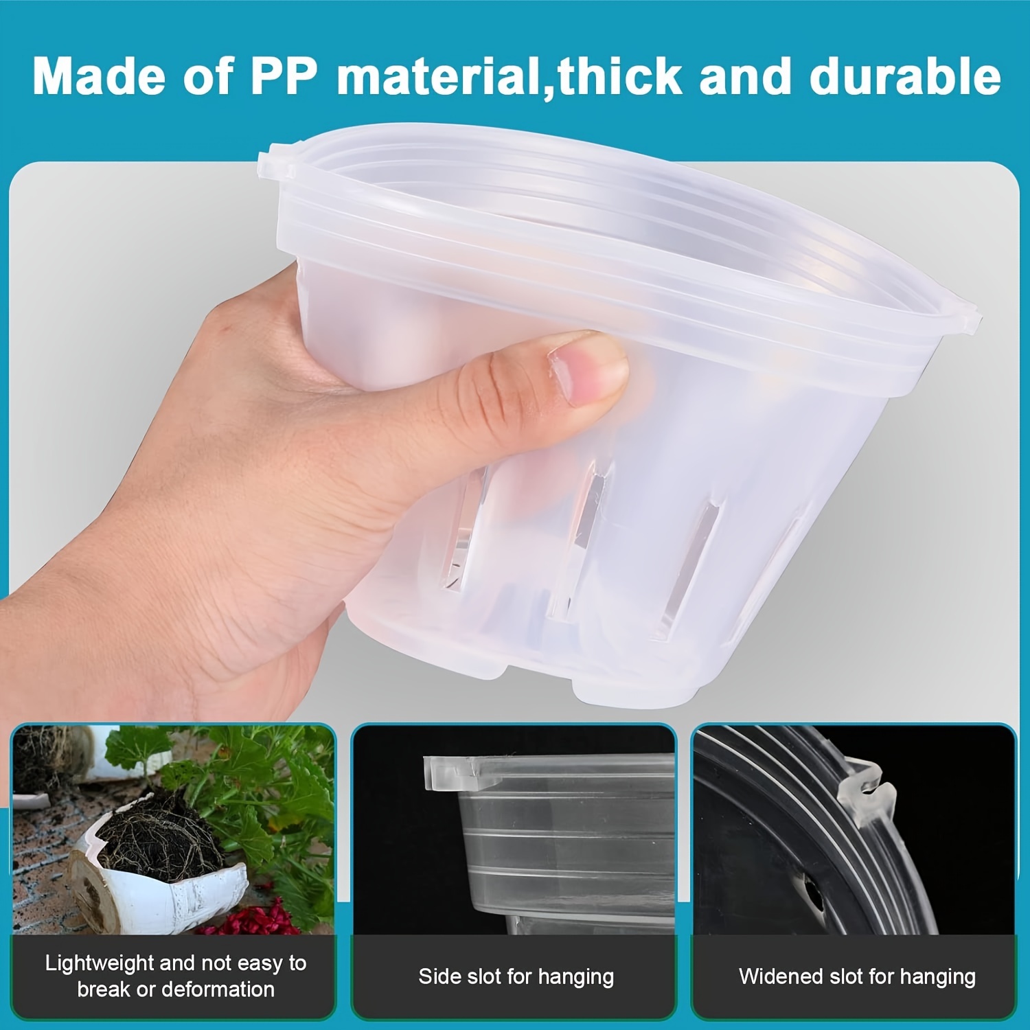 Set Of 8 Clear Plastic Orchid Pots With Drainage Holes Suitable For