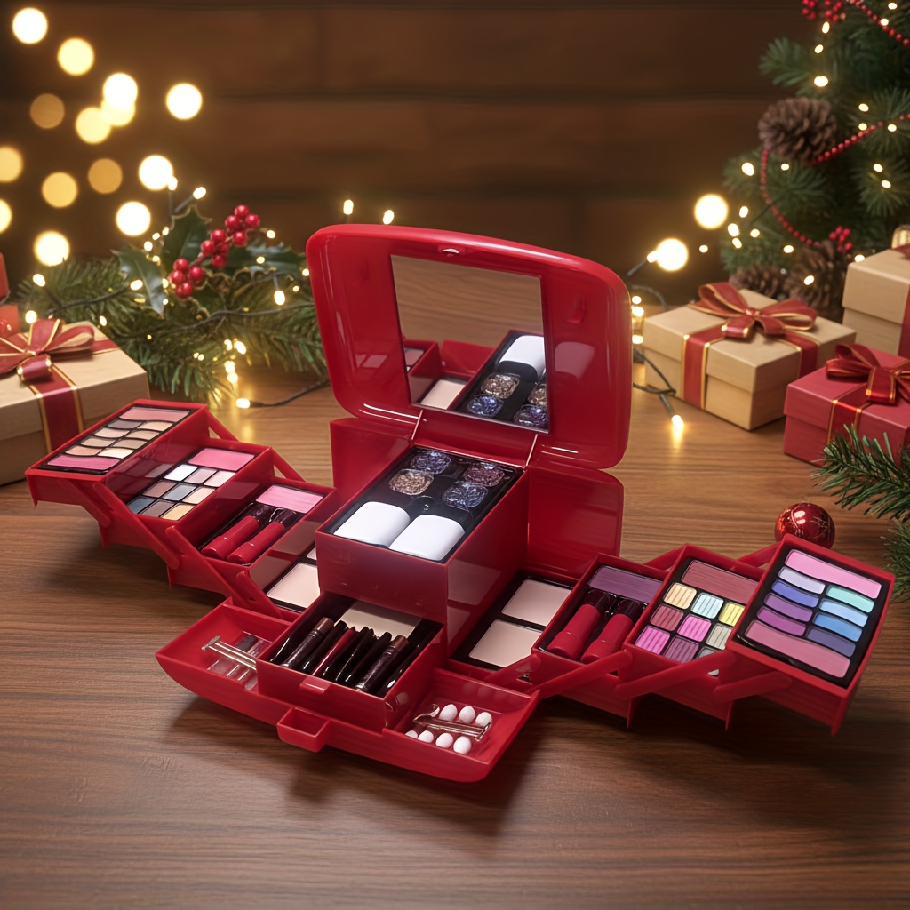 luxury multi functional makeup set portable cosmetic collection including eyeshadow lipstick lip liner blush glitter eyebrow pencil mascara makeup tools powder foundation etc ideal for makeup artists and beginners in a travel case Product details 0