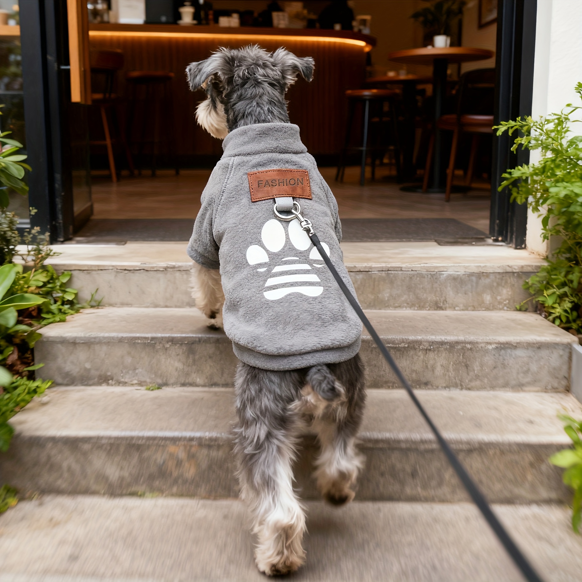 E-shop Weicher Hundepfoten-Logo Pullover, Warme Hundepyjama-Sweatshirt mit Sicherheitsleinenöse, Gemütliche Hundejacke Welpen-Wintermantel