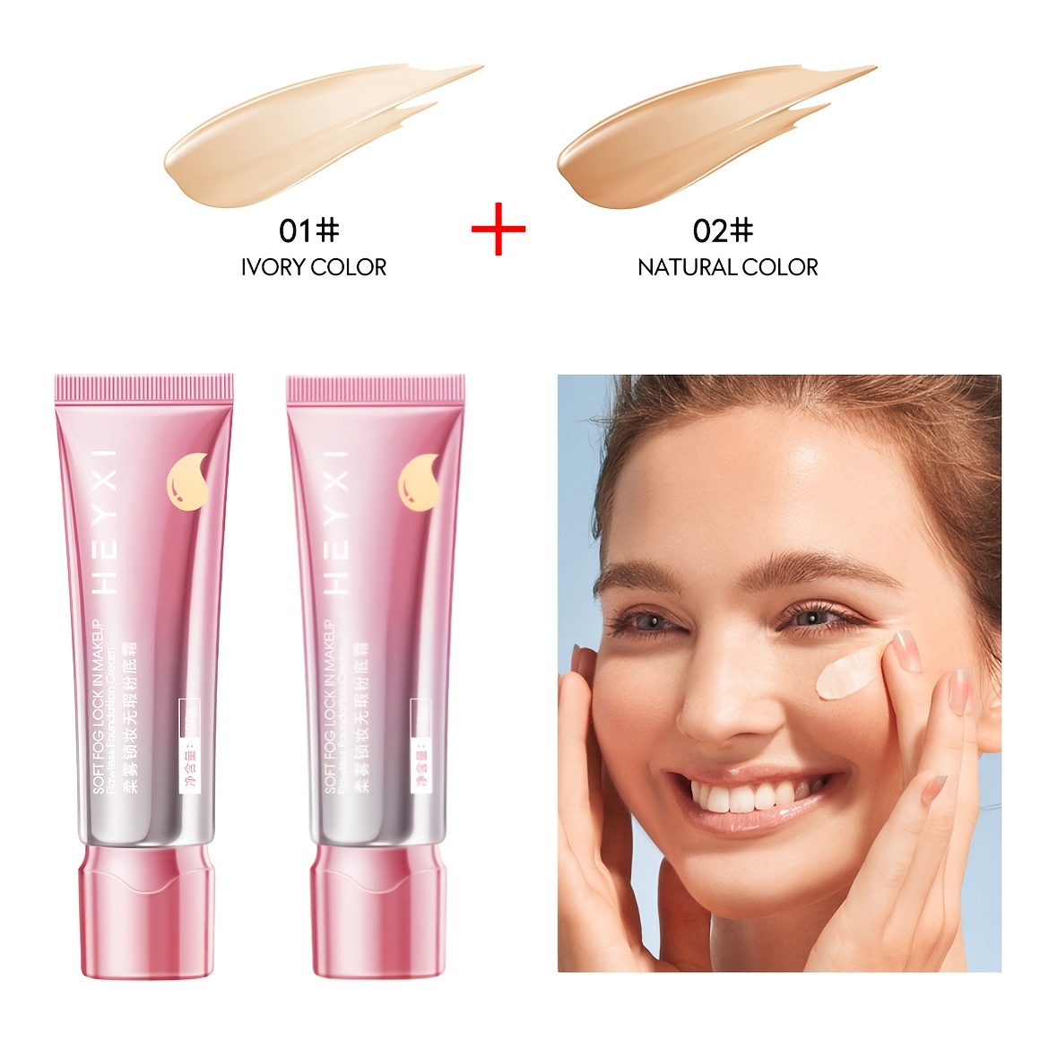 Image of 2pcs Bb Cream Full Coverage, Long-lasting Moisturizing Concealer Foundation, Suitable For Types, Makeup Effect