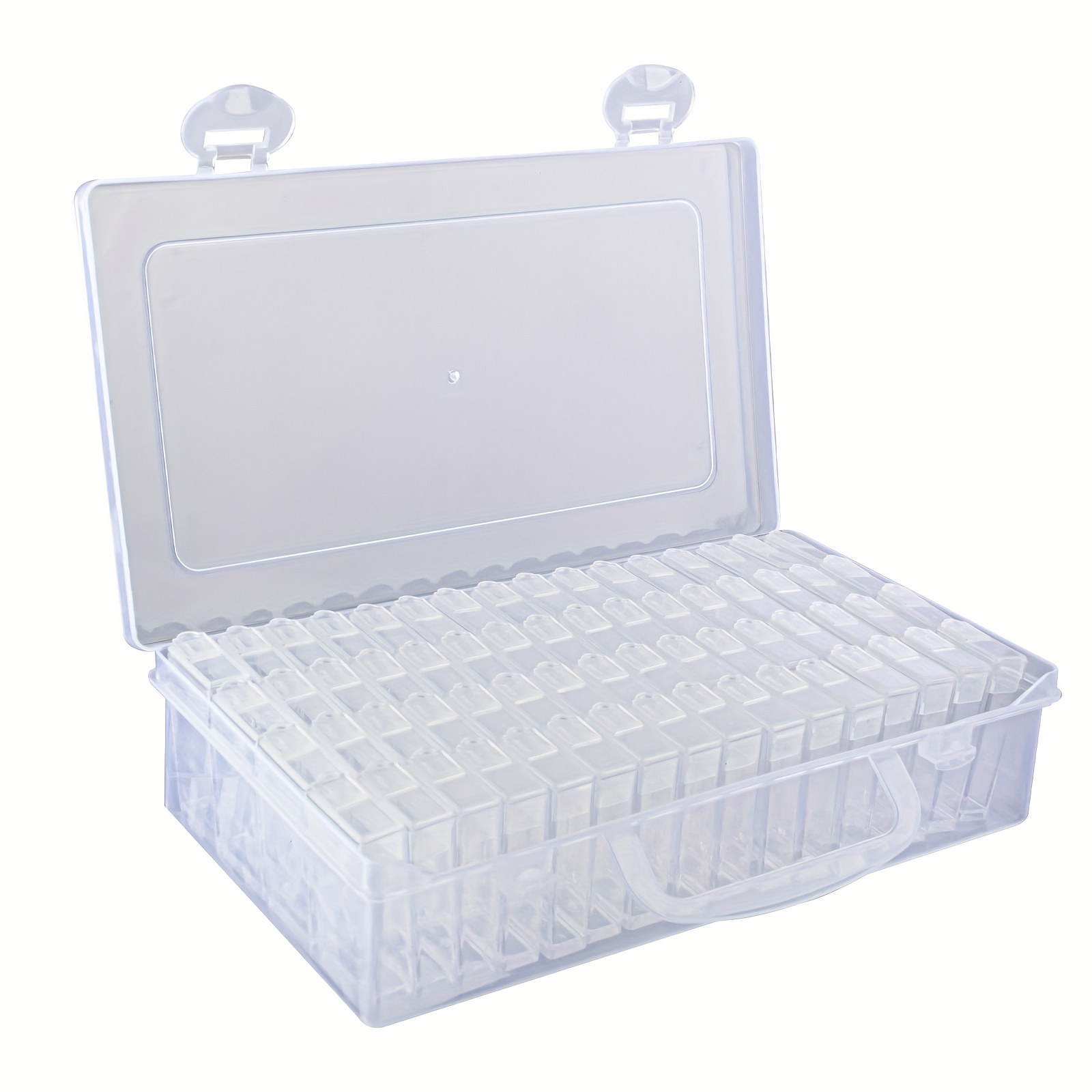 

64-compartment Transparent Plastic Storage Box For Diamond Painting, Beads & Rhinestones - Portable Organizer With Lid For Craft Supplies & Home Use, Kits